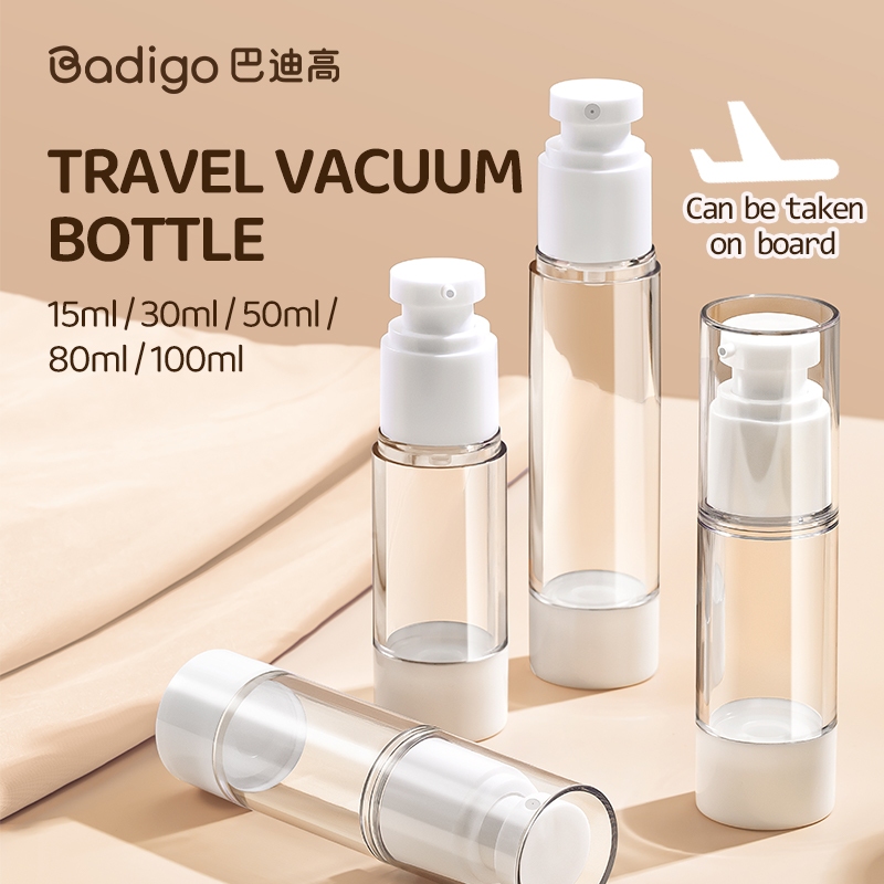 【Badigo】Badigao ขวดใส่ครีม ขวดแยก ขวดของสเปย์ ขวดปั๊มสูญญากาศ ขวดสเปรย์ ขวดสูญญากาศ สีใส 15ml/ 30ml/ 50ml/ 80ml/ 100ml