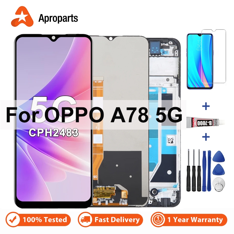 6.56 "LCD สําหรับ OPPO A78 5G CPH2483 CPH2495 จอแสดงผล Touch Screen Digitizer Assembly เปลี่ยน