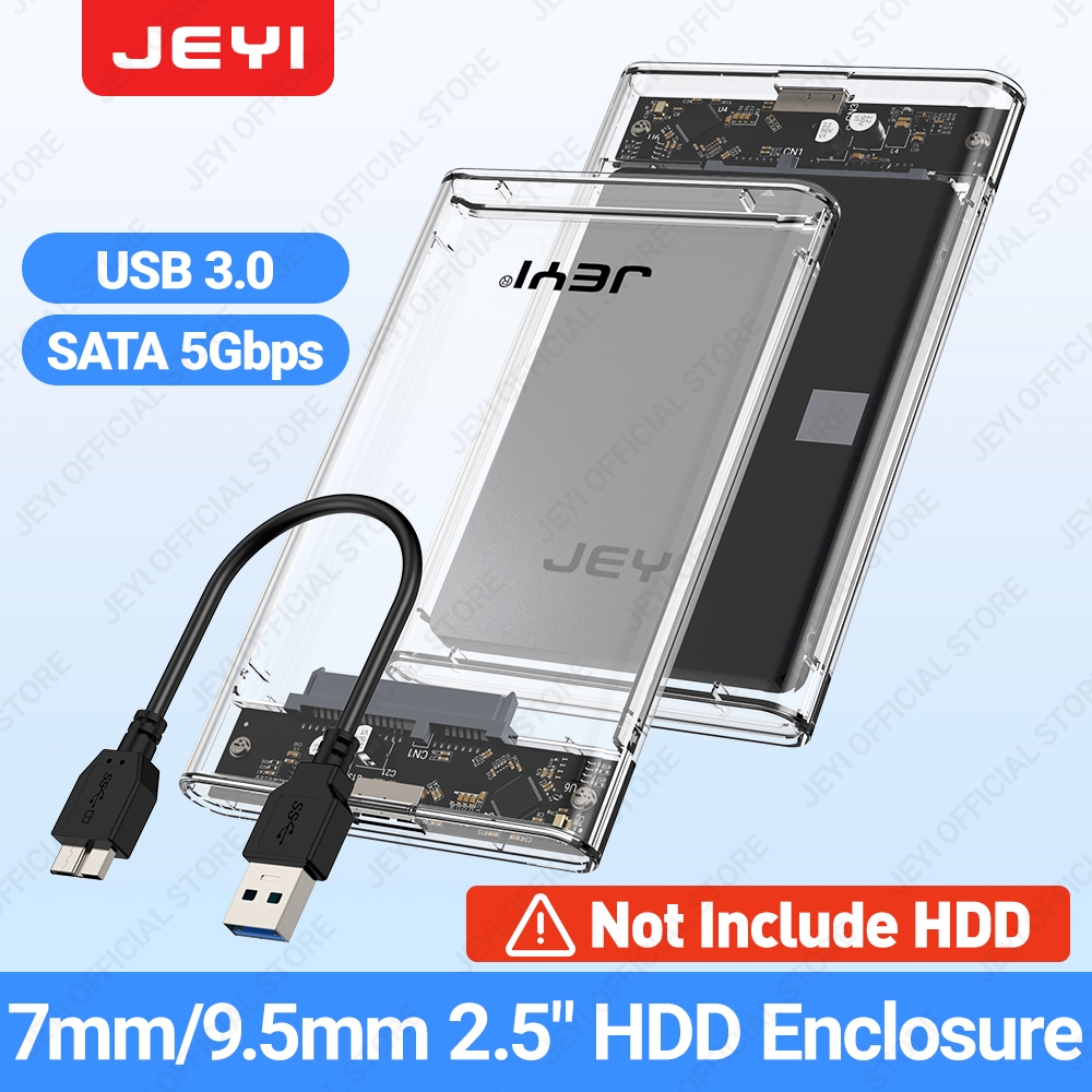Jeyi เคสฮาร์ดดิสก์ภายนอก USB 3.0 เป็น SATA III 2.5 นิ้ว สําหรับ SATA HDD SSD 2.5 นิ้ว 7 มม. 9.5 มม.
