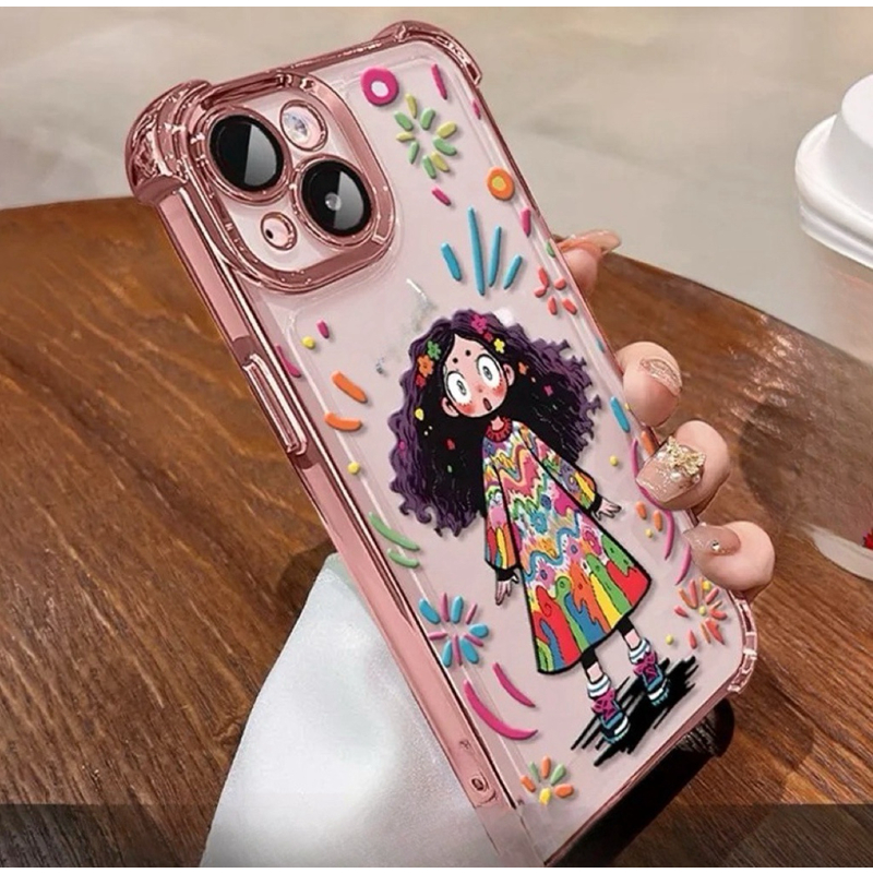 เคส OPPO A60 A54 4G A3S A58 4G A74 4G A95 4G A78 4G A38 4G A18 4G สี่มุมซิลิโคนสีเสื้อผ้ากรณีโทรศัพท์สาว