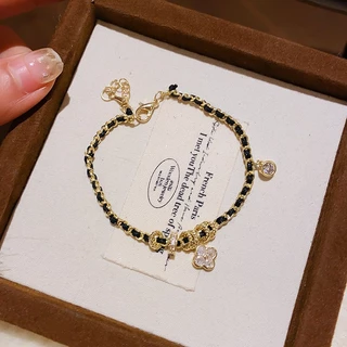 [จูวบิวตี้]หนังเทียมโซ่เพทายสร้อยข้อมือดอกไม้หญิงแฟชั่นซอกร้อยแขนสร้อยข้อมืออารมณ์แสงหรูหราความรู้สึกสูงของเครื่องประดับมือ