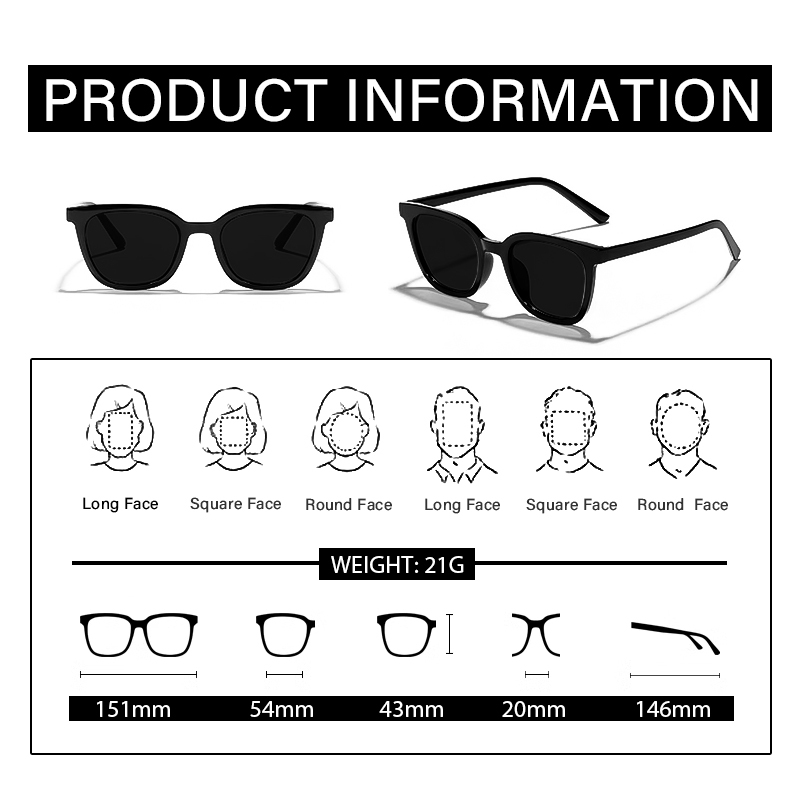 แว่นกันแดดแฟชั่นใหม่บุคลิกภาพเกาหลี Ins เทรนด์สไตล์เกาหลีการจัดระเบียบการออกแบบแฟชั่นเกาหลีแว่นกันแดดสีดํา MX-TANG - รูปที่ 6