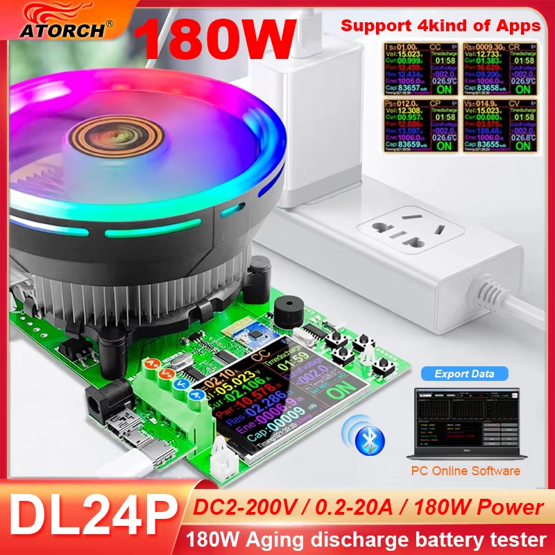 Dl24/p สี 2.4 "DC USB เครื่องทดสอบอิเล็กทรอนิกส์โหลดแบตเตอรี่ลิเธียมความจุ monitor discharge charge power meter supply checker APP
