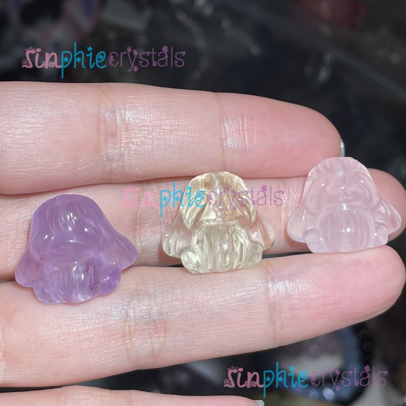 Natural Big earrs Bunny Charms Rose Quartz Amethyst Citrine Charms Rabbits