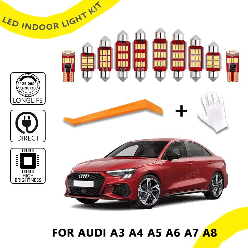 ชุดไฟ LED ภายในสําหรับ Audi A3 S3 8L 8P 8V A4 S4 B5 B6 B7 B8 A5 S5 A6 S6 C5 C6 C7 A7 S7 A8 S8 D3 ไม่