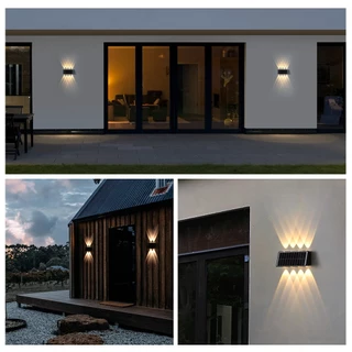LUCKYLED โคมไฟติดผนัง Solar light ไฟตกแต่ง พลังงานแสงอาทิตย์ 4/6/8LED ไฟโซล่าเซลล์ สำหรับกลางแจ้ง