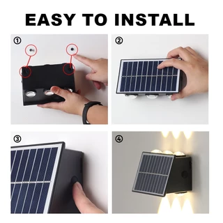 LUCKYLED โคมไฟติดผนัง Solar light ไฟตกแต่ง พลังงานแสงอาทิตย์ 4/6/8LED ไฟโซล่าเซลล์ สำหรับกลางแจ้ง