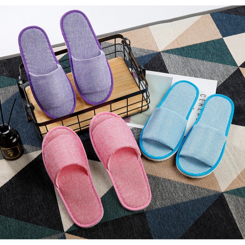 ลื่นเกสต์รองเท้าแตะผ้าฝ้ายผ้าลินิน Loafer รองเท้า Unisex Flip Flop รองเท้าแตะโรงแรมรองเท้าแตะบ้าน Four Seasons Solid รองเท้าแต่งงาน