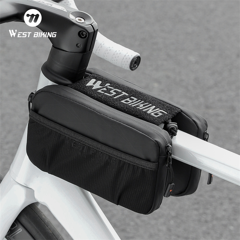 WEST BIKING จักรยานกรอบหลอดกระเป๋าด้านหน้ากระเป๋าขนาดใหญ่ความจุจี้แบบพกพา Top Tube กระเป๋า MTB จักรยานเสือหมอบทนทานสะดวกกระเป๋าอเนกประสงค์