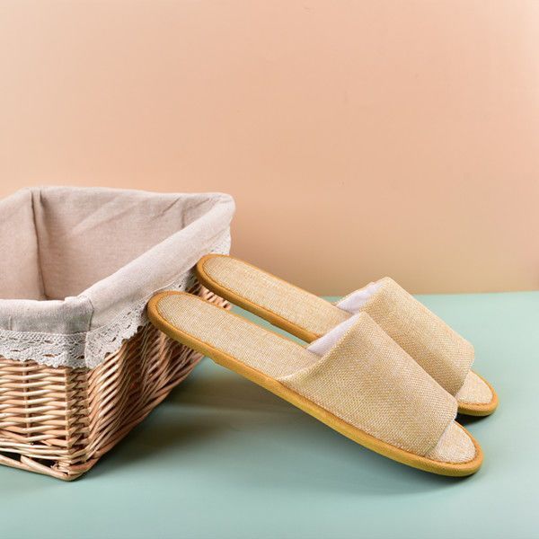 ลื่นเกสต์รองเท้าแตะผ้าฝ้ายผ้าลินิน Loafer รองเท้า Unisex Flip Flop รองเท้าแตะโรงแรมรองเท้าแตะบ้าน Four Seasons Solid รองเท้าแต่งงาน