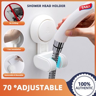 TAILI Suction shower head holder Adjustable reusable Wall Mounted Mop Bracket Non Drill for Bathroom Toilet