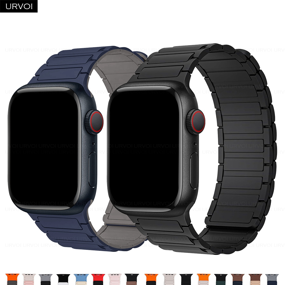 URVOI Band สําหรับ Apple Watch Ultra 3 2 Series 11 10 9 8 7 SE3 ห่วงซิลิโคนแม่เหล็กสําหรับ iWatch band strong แม่เหล็กปิดสายรัดข้อมือ 49 มม.
