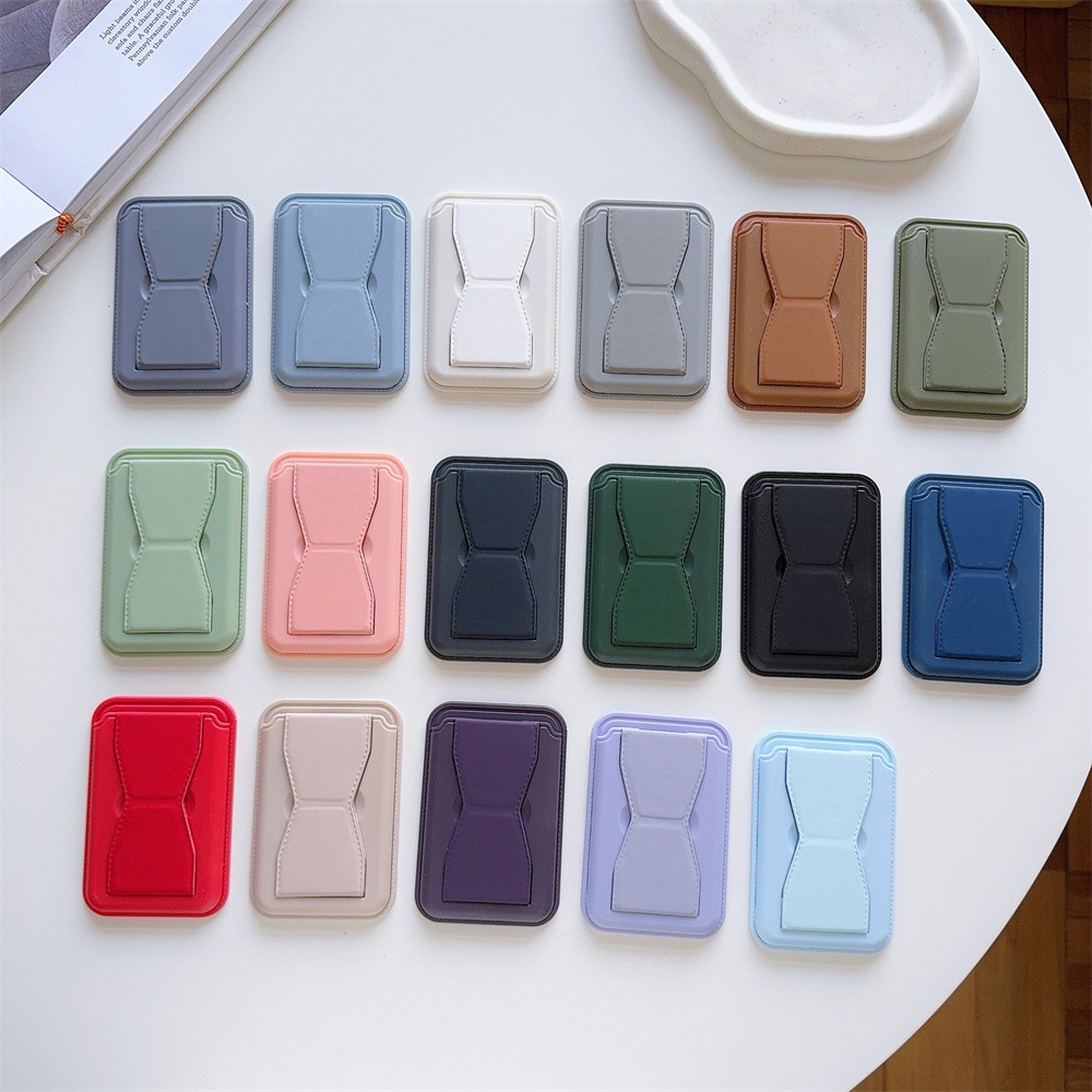 Universal Push-Pull Phone Wallet Card Slots Holder Multi-Function Purse Pure Color พร้อมกาวติดด้วยตนเองสําหรับโทรศัพท์มือถือ