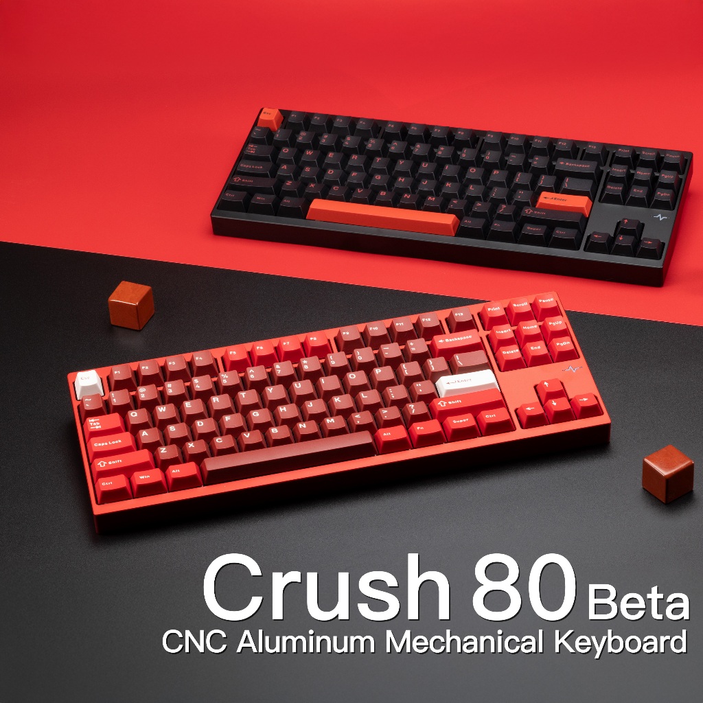 คลังสินค้าพร้อมWOBKEY Crush80 Quick-Release Ball-Catch Structure Triple-Mode Mechanical Keyboard