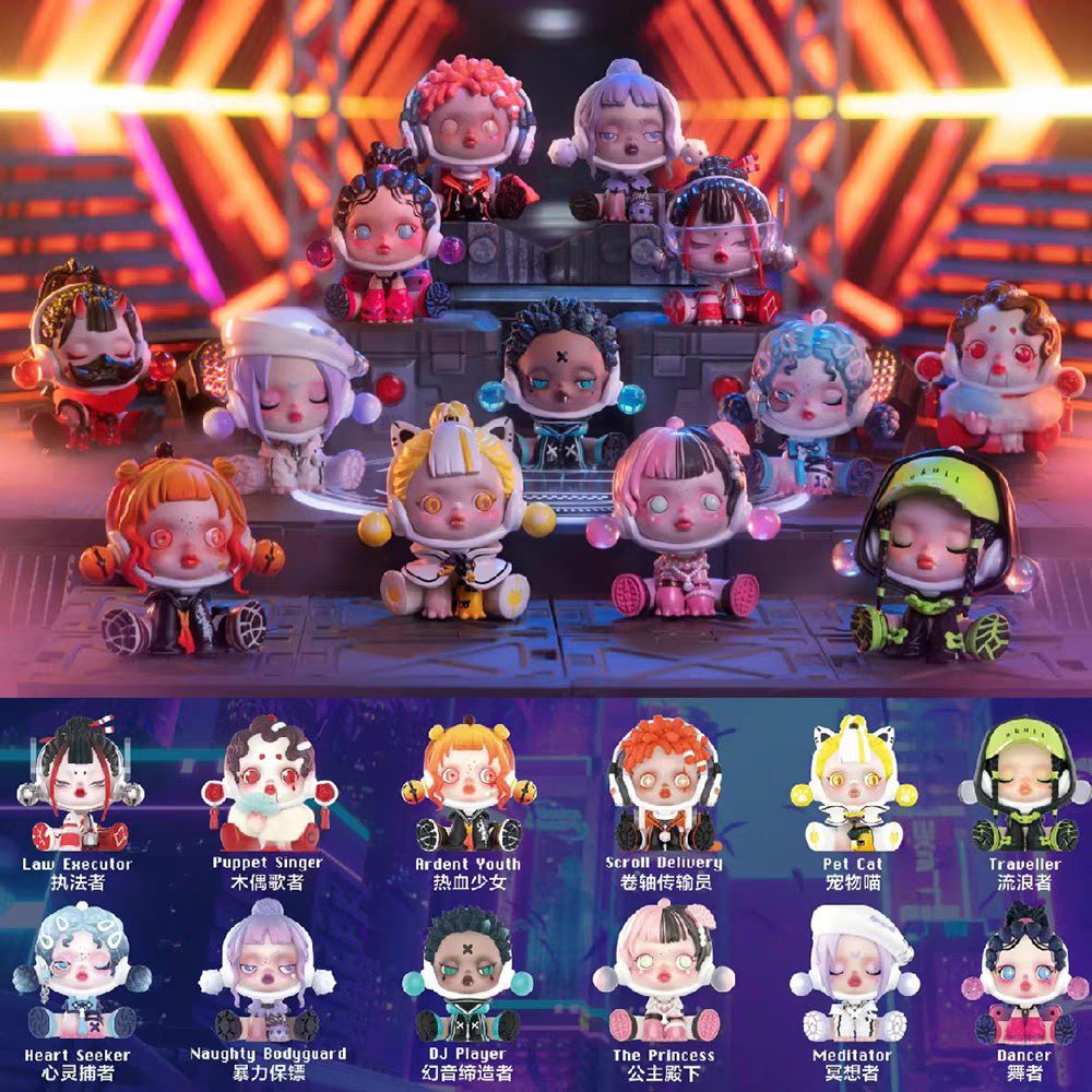 POPMART sp5 Night City Series Mystery Box อินเทรนด์เล่นรูปเดสก์ท็อปตกแต่งของขวัญของเล่นการ์ตูนน่ารัก