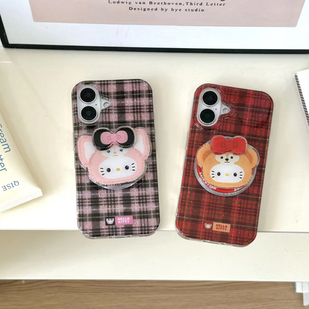 ตารางการ์ตูนกับ Duffy Bear Magnetic Bracket เคสโทรศัพท์สําหรับ iPhone 13 14 15 16 Pro Max น่ารักกันกระแทกฝาหลัง