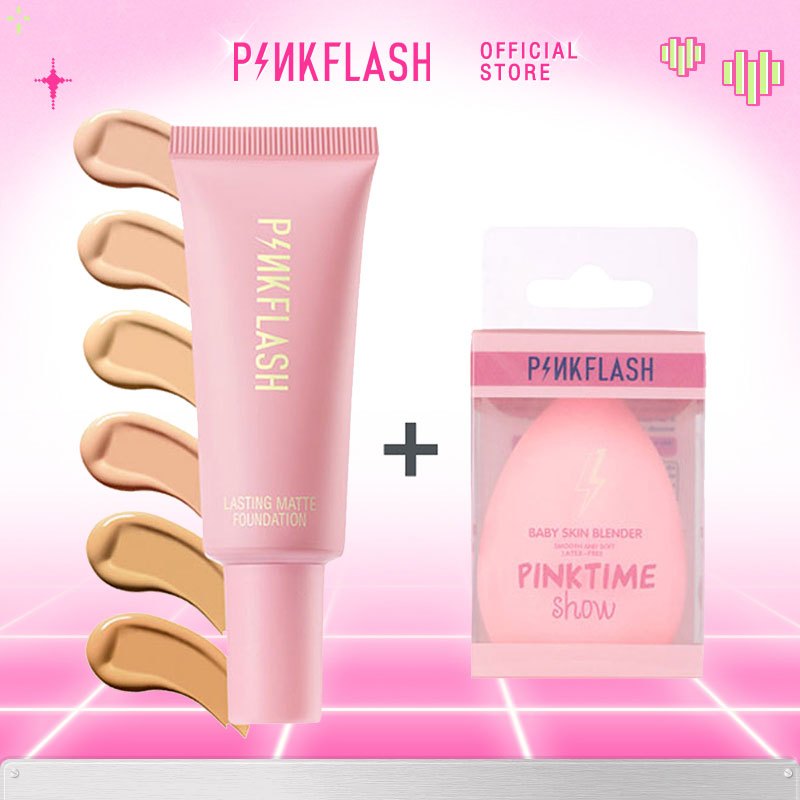Pinkflash รองพื้น ควบคุมความมัน และพัฟฟองน้ำ