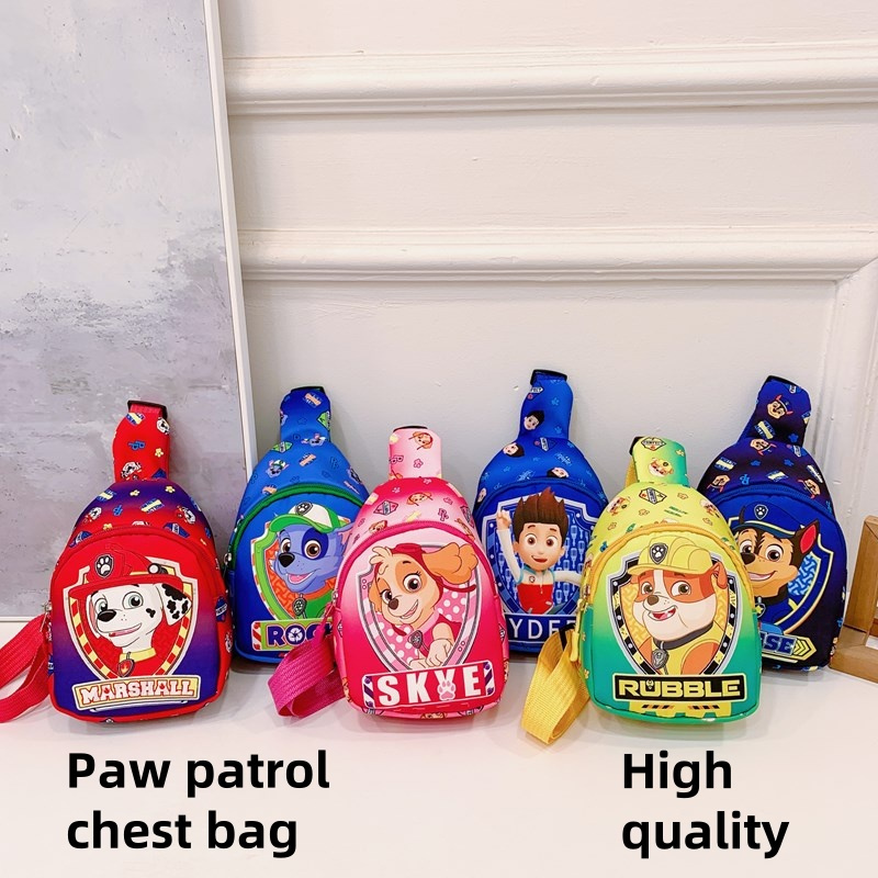 คุณภาพสูงเด็ก sling paw patrol อกเดี่ยวสะพายไหล่ chase marshall rubble fanny แพ็ค