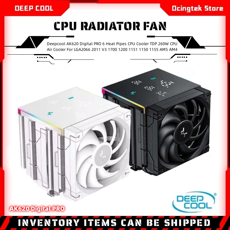 Deepcool AK620 Digital PRO 6 ท่อความร้อน CPU Cooler TDP 260W CPU Air Cooler สําหรับ LGA2066 2011 V3 