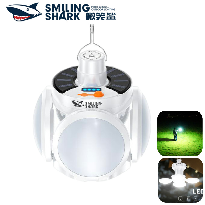 ยิ้มฉลาม YJD292 ไฟ LED Camping 5 โหมด Super Bright พับโคมไฟ Type-c ชาร์จไฟฟ้าชาร์จจอแสดงผลกันน้ํากลางแจ้ง Camping Light