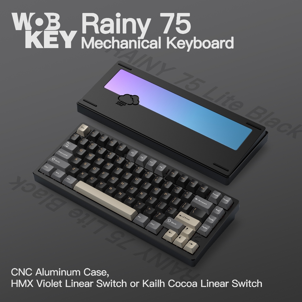 wobkey Rainy75 Aluminium  Mechanical Keyboard, Superior Acoustics, Wired, BT, 2.4G เชื่อมต่อไร้สาย