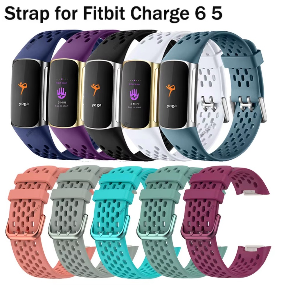 Soft Watch Strap สาย Fitbit Charge 6 Strap Rubber สายนาฬิกา Fitbit Charge 5 Strap Soft Watchband For