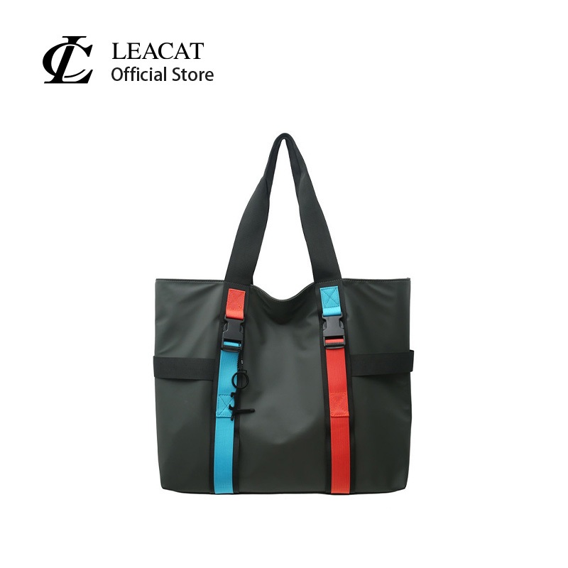 Leacat กระเป๋าสะพายไหล่ กระเป๋าถือ กันน้ํา ความจุขนาดใหญ่ เหมาะกับการพกพาเดินทาง