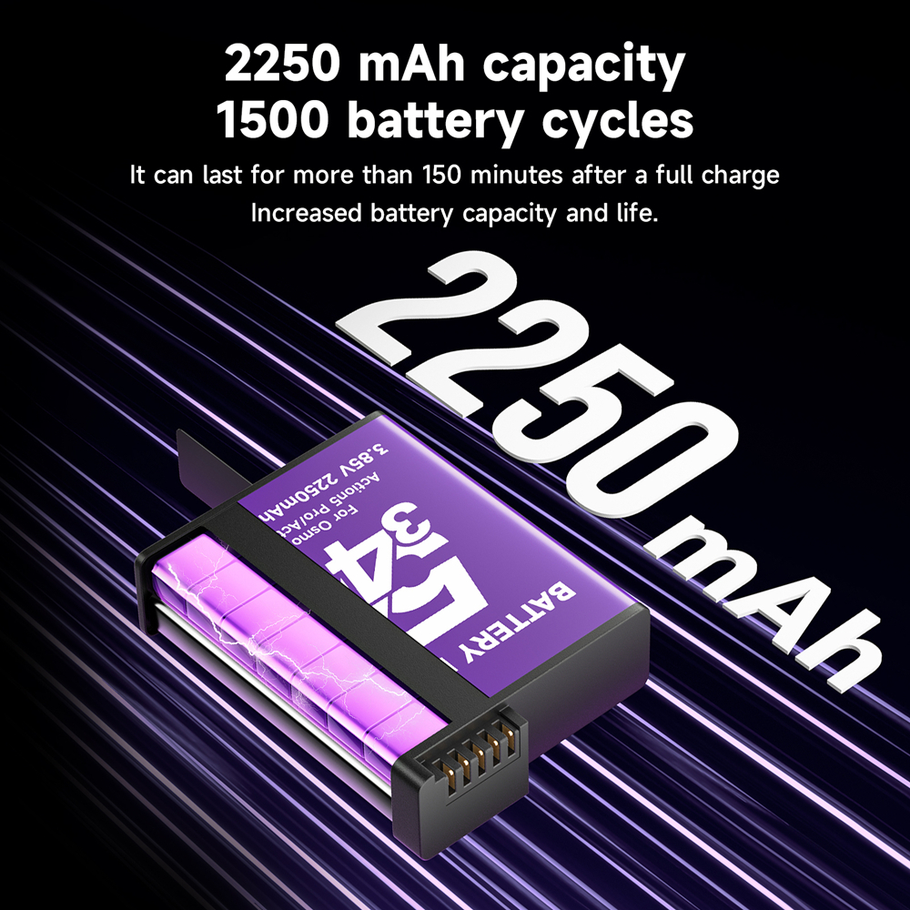 Palo 2250mAh Osmo Action แบตเตอรี่เครื่องชาร์จ LCD สําหรับ DJl Osmo Action 3 4 5 Pro
