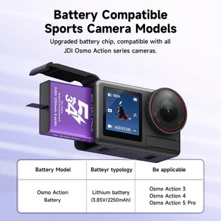 Palo 2250mAh Osmo Action แบตเตอรี่เครื่องชาร์จ LCD สําหรับ DJl Osmo 360Action 3 4 5 Pro 6