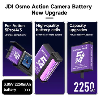 Palo 2250mAh Osmo Action แบตเตอรี่เครื่องชาร์จ LCD สําหรับ DJl Osmo 360Action 3 4 5 Pro 6