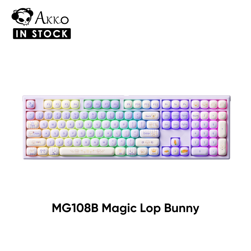 Akko x MonsGeek MG108B Magic Lop Bunny คีย์บอร์ดหลายโหมดพร้อมโปรไฟล์ RGB MOG แบบถอดเปลี่ยนได้ PBT ke
