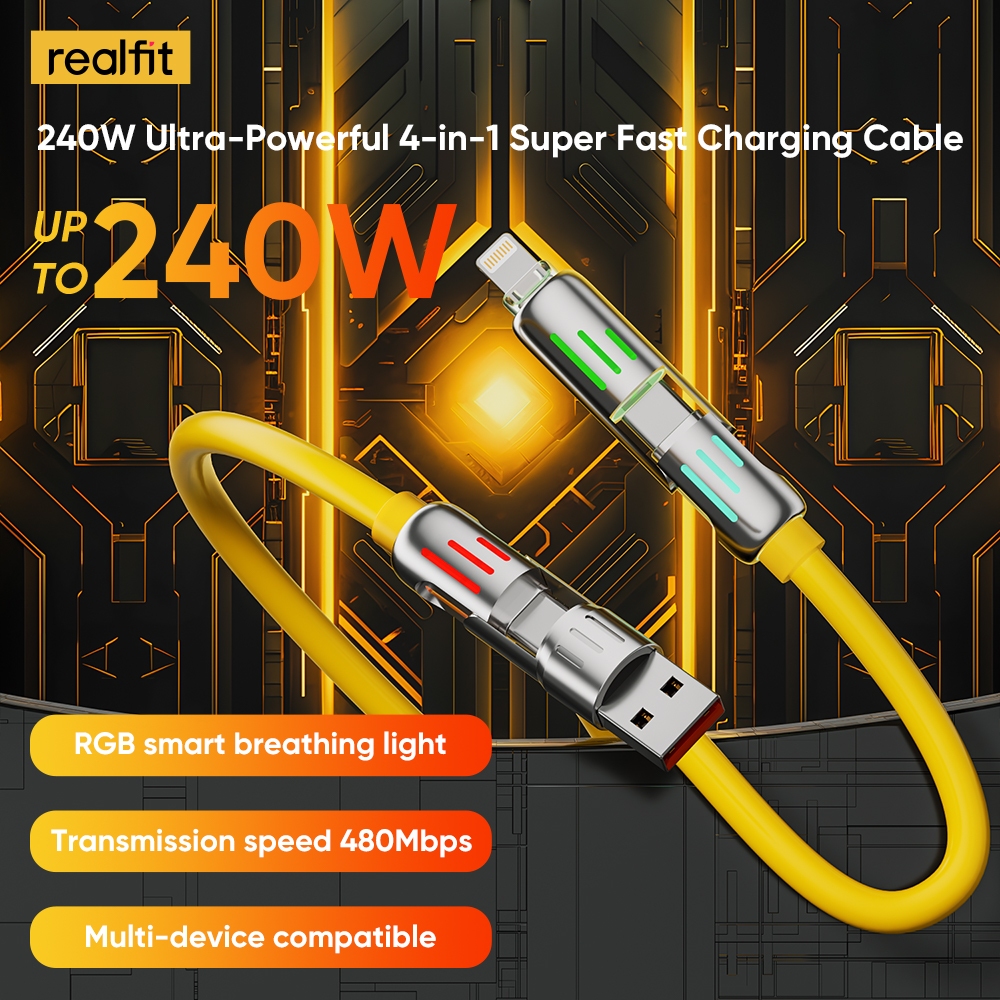 สายชาร์จเร็ว Realfit C2 Magic Light 4-IN-1 รองรับ Android&IOS