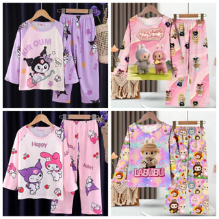 ขายดี ชุดนอนแขนยาว คอกลม พิมพ์ลายการ์ตูนเจ้าหญิง แฟชั่นฤดูร้…