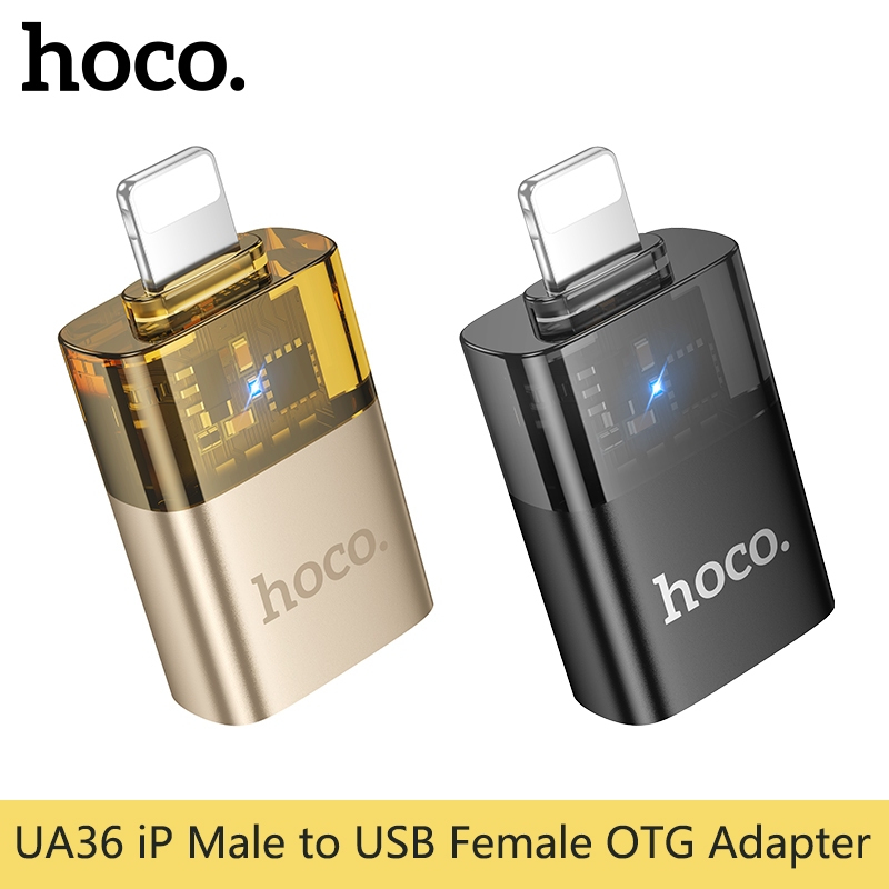 Hoco UA36 OTG 3.0 Light** ning to USB Adapter/iOS Converter สําหรับ iPhone 15 14 13 Pro Max Xs Plus หูฟัง Pad โน้ตบุ๊ค iOS to USB อะแดปเตอร์วันที่ส่ง