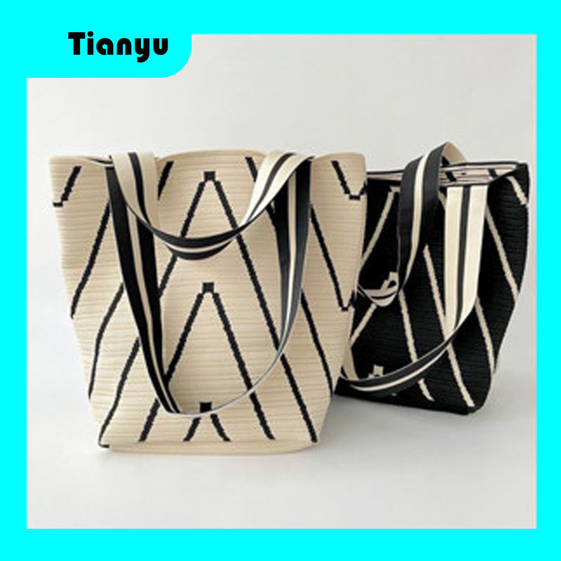 Nordic Niche Wave รูปแบบกระเป๋าสะพายขนาดใหญ่ความจุ Tote Bag ประณีตทอเปิดกระเป๋าสะพาย Commuter Bucket Bag