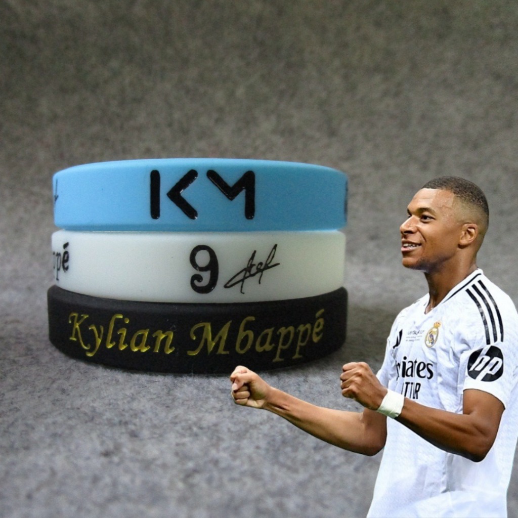 สร้อยข้อมือซิลิโคนกีฬาลายเซ็น Real Madrid Kylian Mbappe
