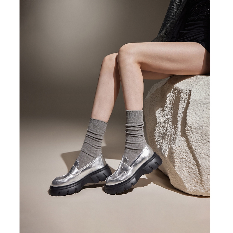 Staccato Womens Penny Platform Loafers รองเท้าคัทชู รองเท้าส้นตึก J4836