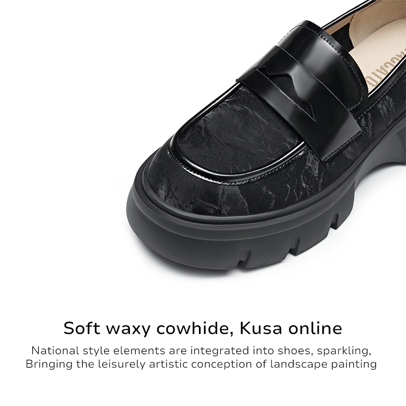 Staccato Womens Penny Platform Loafers รองเท้าคัทชู รองเท้าส้นตึก J4836