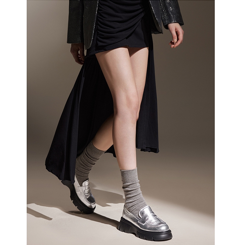Staccato Womens Penny Platform Loafers รองเท้าคัทชู รองเท้าส้นตึก J4836