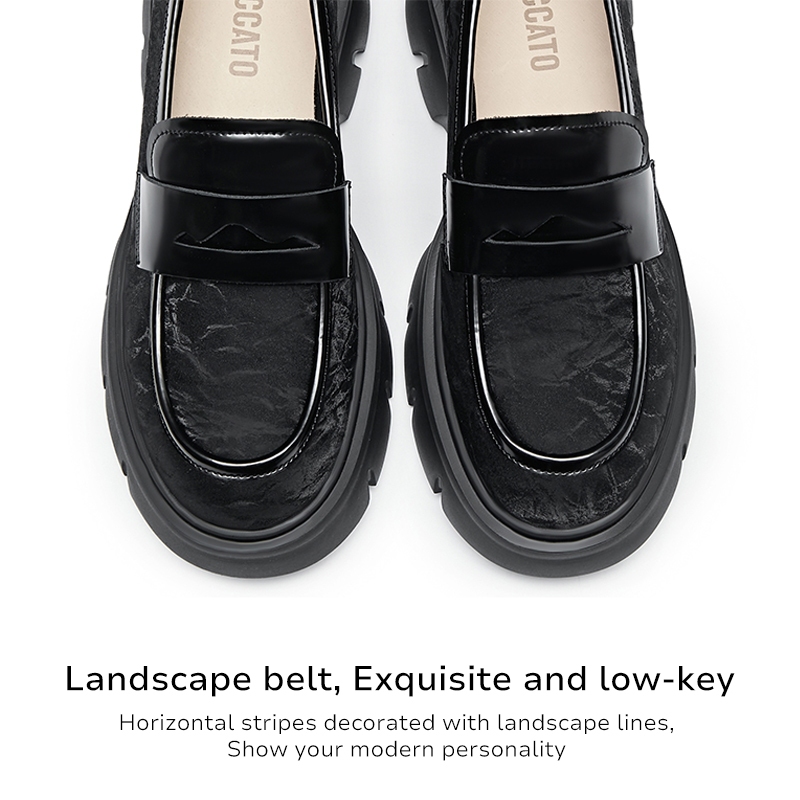 Staccato Womens Penny Platform Loafers รองเท้าคัทชู รองเท้าส้นตึก J4836