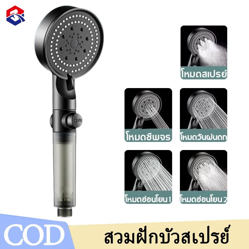 TQTQ ฝักบัวแรงดันสูงปรับได้ 5 ระดับ พร้อมไส้กรอง เพิ่มแรงดันน้ํา กรองคลอรีน เหมาะสําหรับผิวแพ้ง่าย ฝักบัวกรองสิ่งสกปรก