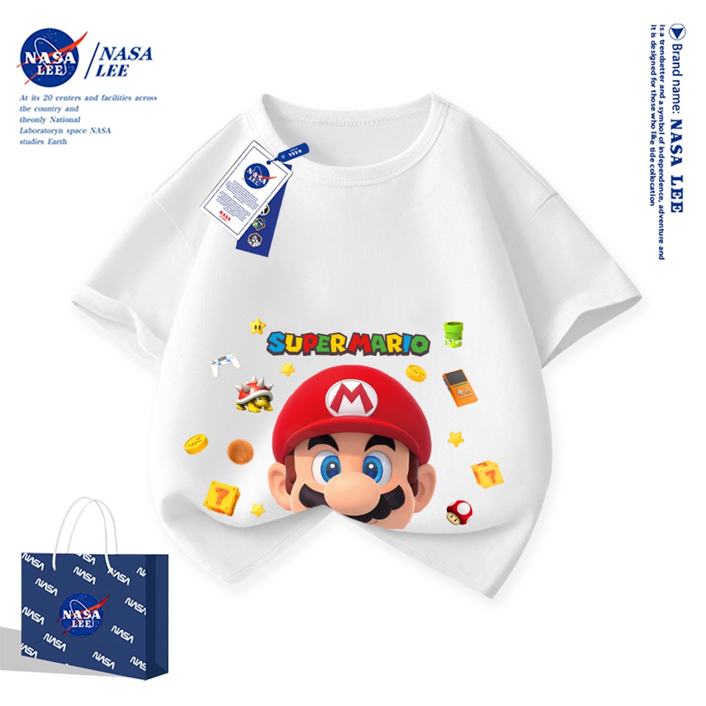 NASA เสื้อยืดแขนสั้นสำหรับเด็กแขนสั้นสวมใส่สบายดูแลผิว บทบาทของเกม รูปภาพ