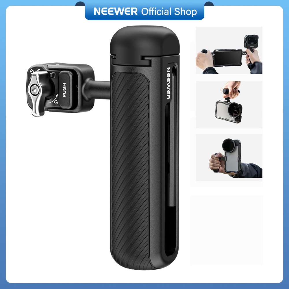 NEEWER PA045S กรงโทรศัพท์แบบปลดเร็วที่จับด้านข้างพร้อมตัวล็อคสีเงินและรองเท้าเย็น