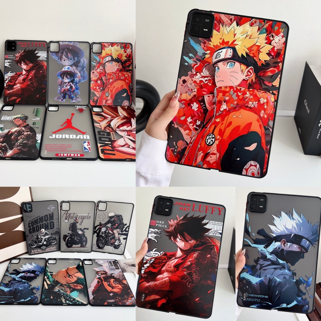 สําหรับ Xiaomi Pad 5 Pro 6 Pro 11 นิ้ว Redmi Pad SE 11 6S Pro 12.4 กรณีแท็บเล็ตรวมทุกอย่าง anti-drop บางและเบาการ์ตูนอะนิเมะอัศวิน Naruto Luffy Kakashi Jordan กรณีแท็บเล็ต