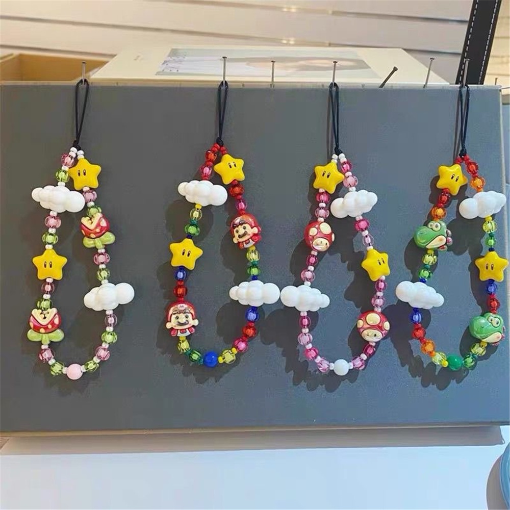String Ting Super Mario คุณภาพสูงลูกปัดสีสันโทรศัพท์ Chain เหมาะสําหรับเคสโทรศัพท์, กระเป๋า, จี้, อุปกรณ์ข้อมือ, ป้องกันการสูญหายและไม่ซีดจาง