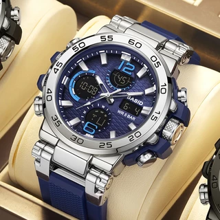 BASID 2405/Original Men Watch กีฬาฟิตเนส Dual Display นาฬิกาข้อมือ LED มัลติฟังก์ชั่นว่ายน้ําทหาร Mens Watch