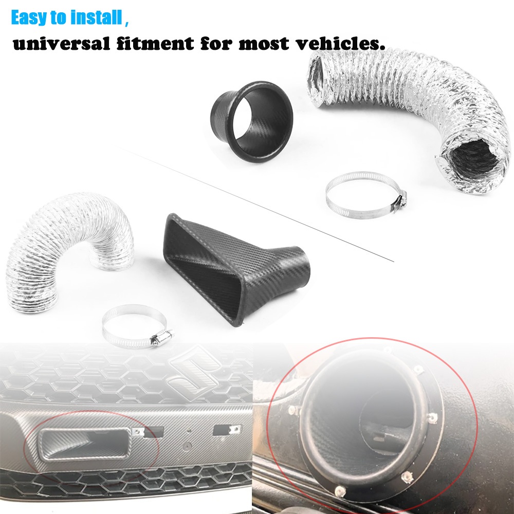 Air Intake Vent รถกันชนหน้า Grille Inlet ท่อชุดระบบฉีดช่องทาง Turbine Universal รูปแบบคาร์บอนไฟเบอร์