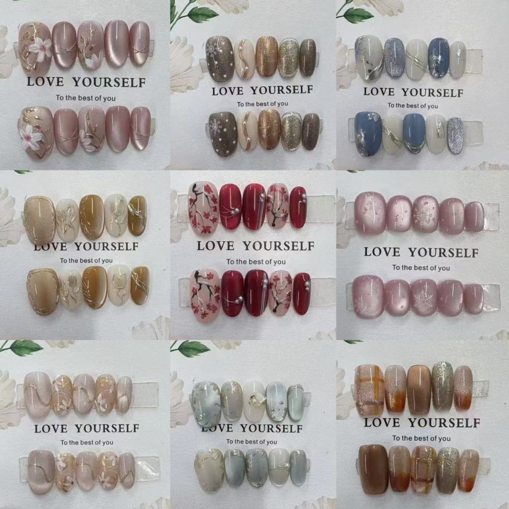 Pure Handmade สวมใส่เล็บ Real Shot ยาวสั้นรุ่นสไตล์ใหม่ขายส่งผลิตภัณฑ์สําเร็จรูปญี่ปุ่นเล็บ Influencer คอลเลกชันเล็บชิ้น