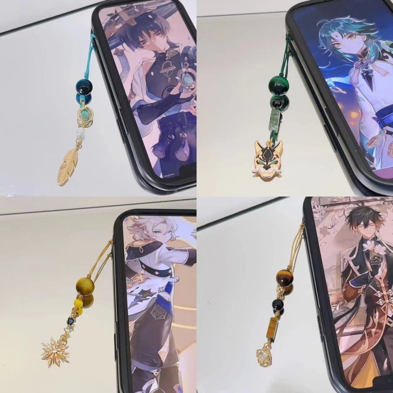 อะนิเมะเกม Genshin Impact โทรศัพท์ Chain Balladeer Wanderer Xiao Abledo คอสเพลย์ Scaramouche Kunikuzushi จี้พวงกุญแจกระเป๋าพวงกุญแจเครื่องประดับของขวัญ