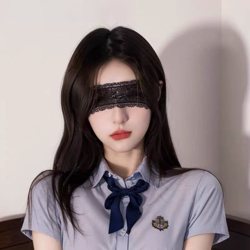 ซ่อนหา!Contrast สีสองด้านสีดํา Red Eye Mask Blindfolded ผ้าซาตินเลียนแบบผ้าไหมแรเงา Sleep ทึบแสง Blindfolded Eye Ribbon ญี่ปุ่น cos Loli สไตล์
